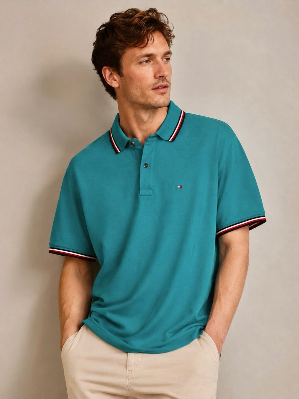 Tommy Hilfiger Men’s Polo Shirt XXL – Teal Blue – Classic Fit |Size XXL